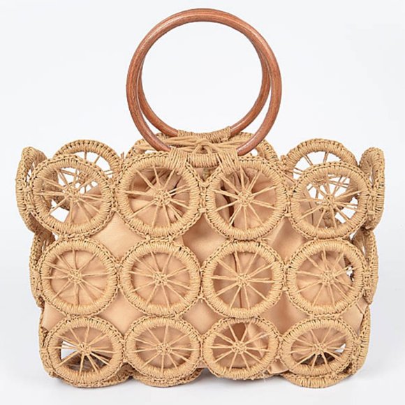 Bohemian Island Rattan Macrame Tote - Picture 4 of 7